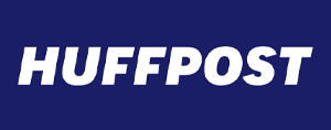 HUFFPOST logo in white text on a dark blue background.