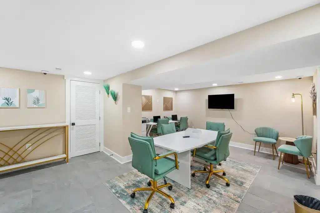 Table, chairs, and desks at The Freedom Center in Brookville